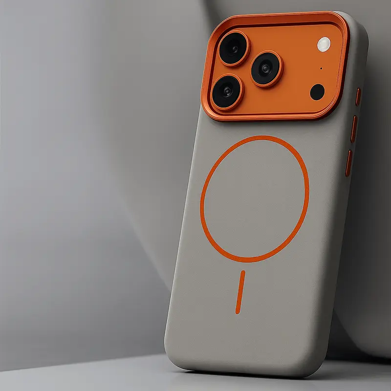 Leerhoes voor iPhone – geperst olifantenreliëf en magnetische laadring