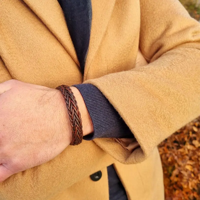Leren Armband Heren Coco Buff - Bruin Leer - Gevlochten