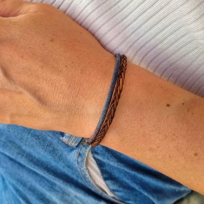 Leren Dames Armband Rusty Denim Bruin Blauw