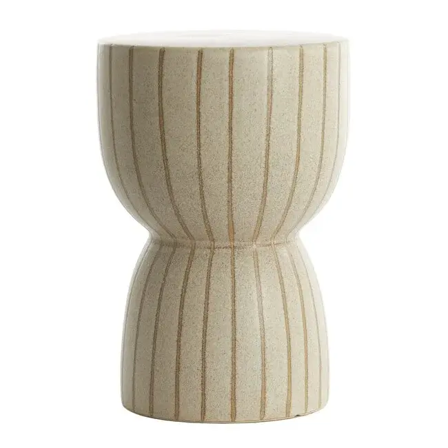 Light & Living bijzettafel / kruk Finca keramiek mat beige + bruin