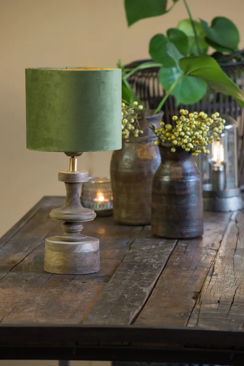 Light & Living Lampenkap cilinder Velours Olive