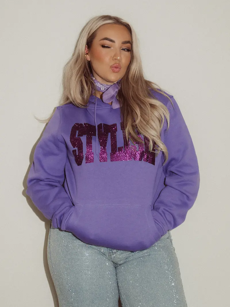 Limited Hoodie Stylish Purple Glitter