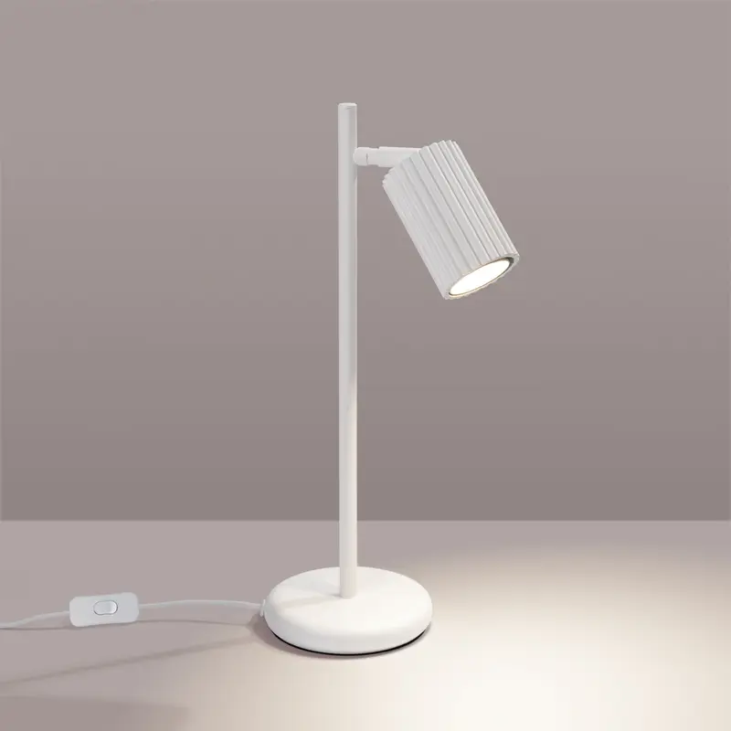 Lino - Tischlampe weiß im geriffelten Röhrendesign