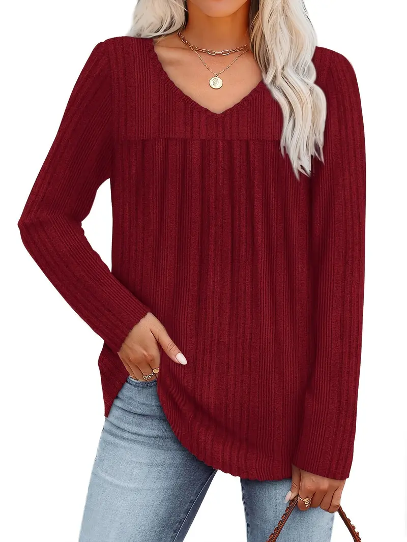 LIVA | Elegante V-Ausschnitt Bluse mit Schwingenden Faltendetails