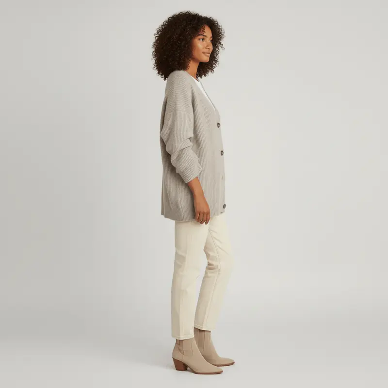 Locker Geschnittener Cardigan Mit Knopfleiste - Jamila