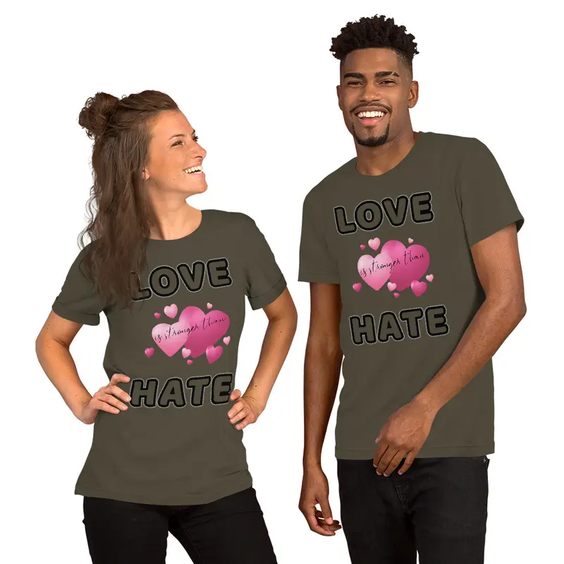 Love is stronger than hate Short-Sleeve Unisex T-Shirt, gratis verzending