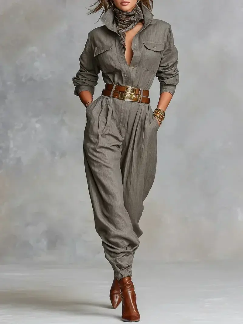Luisa | Damen Herbstkleid aus Leinen-Baumwolle, Lockerer Schnitt