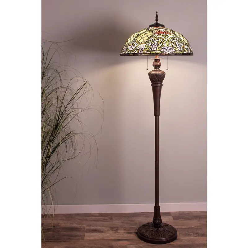 Lumi - Lampe - Tiffany-Stehlampe Beige/Rosa 150 cm