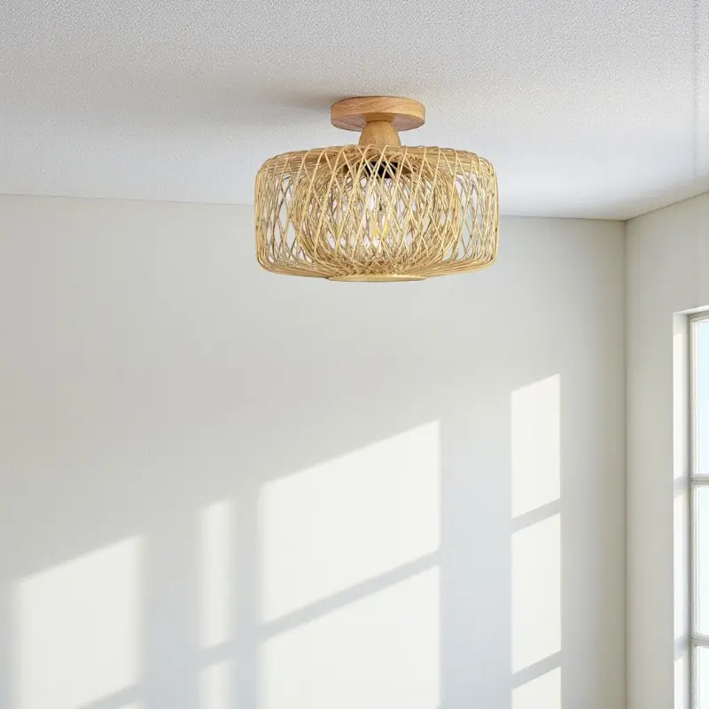Lumio - Deckenlampe aus Holz & Rattan