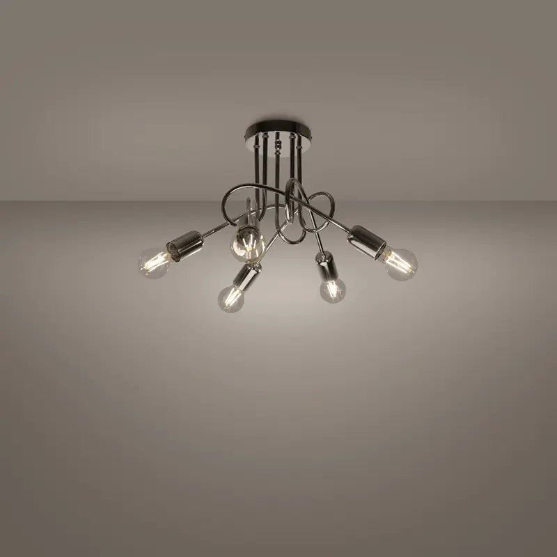Lumio - Industrieller Chrom-Kronleuchter, 5-flammig,