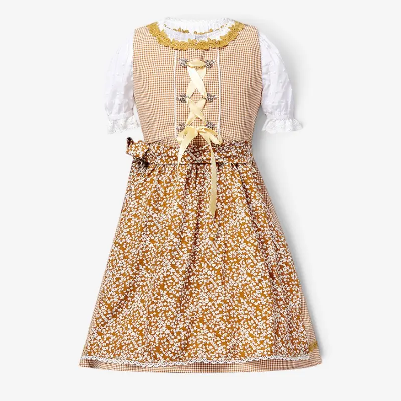 Mädchen Trachtenkleid mit Schürze und Puffbluse