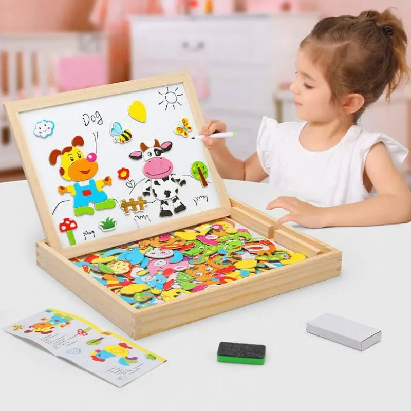 Magnetisch tekenbord – Houten speelbord met krijtvlak, magneten en accessoires