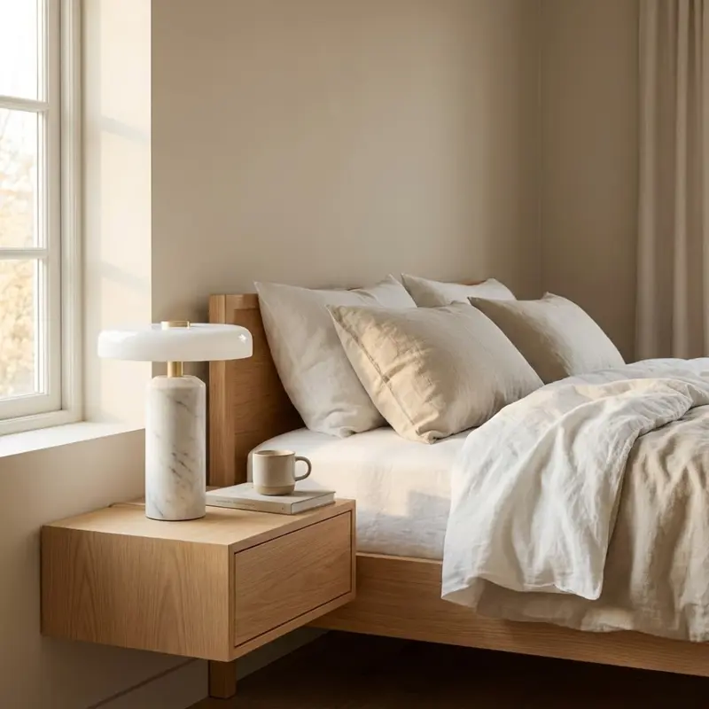 Marble and Glass Mushroom Table Lamp – Soft Ambiance