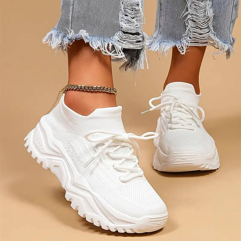 Martina | Damen Trendige Schnür-Sneaker mit klobiger Sohle