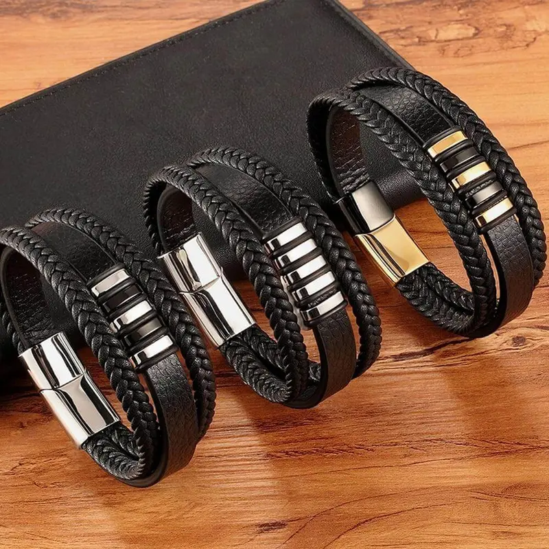 Men's Genuine Leather Braided Bracelet