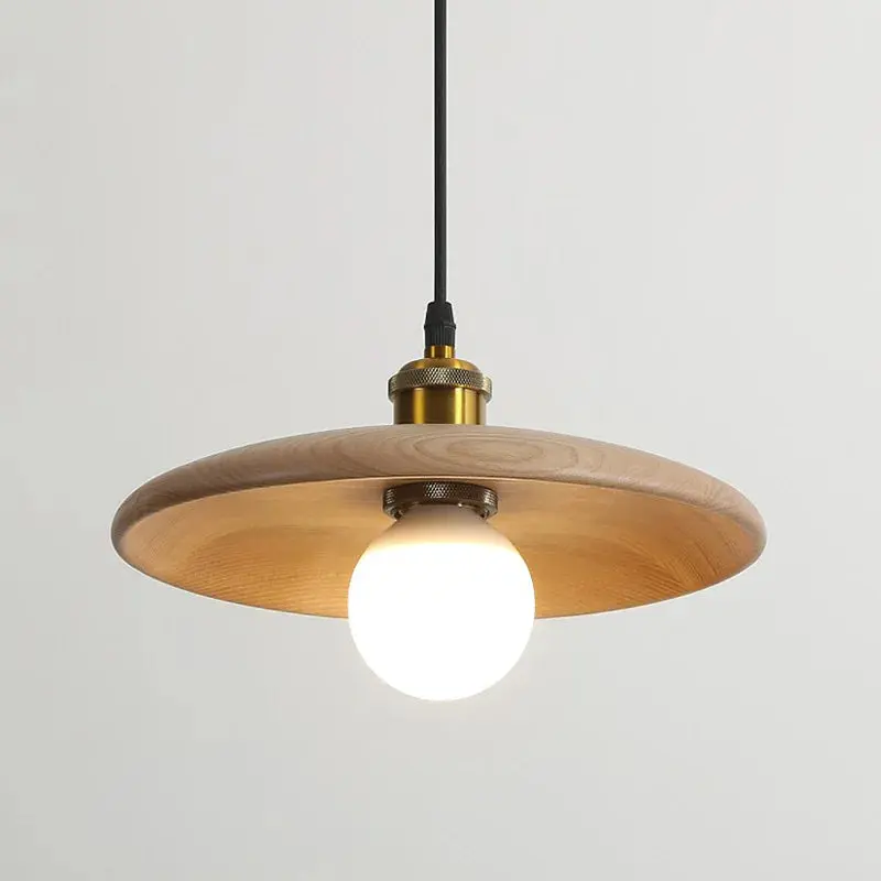 Moderne Houten Hanglamp met Glaskunst Design | Scandinavische LED Plafondlamp