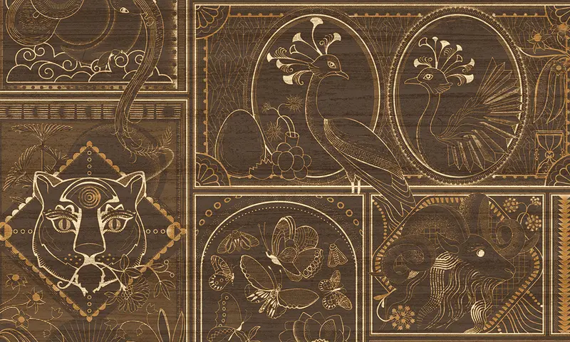 Moooi wallcovering Golden Tiger MO4042 Makore