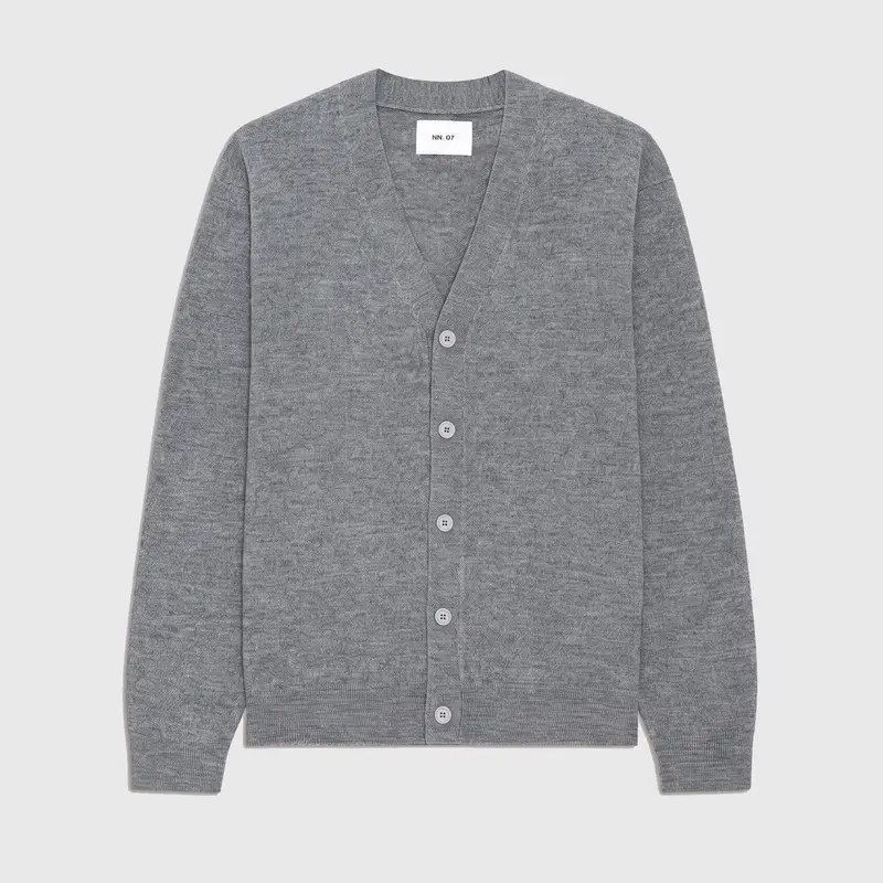 NN07 Jasper V-neck Cardigan 60062 Cardigan Medium Grey Mel