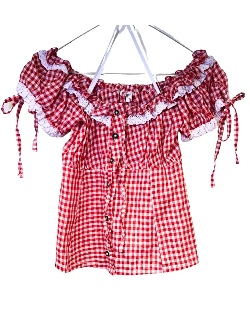 Oktoberfest blouse rood/wit dames grote ruit