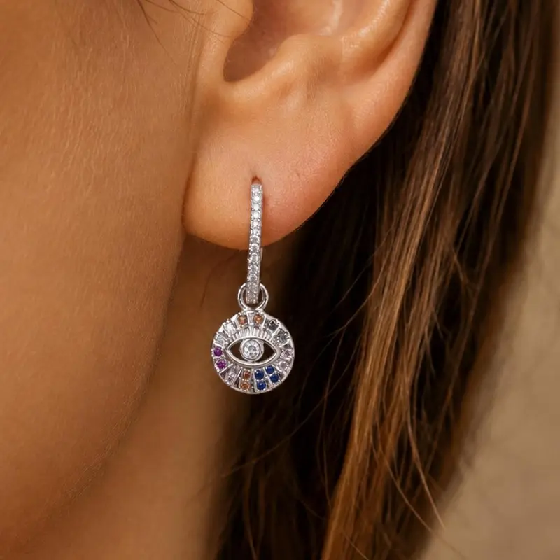 Oorbellen Bedeltjes Maya | Oogje | Gerhodineerd 925 Zilver
