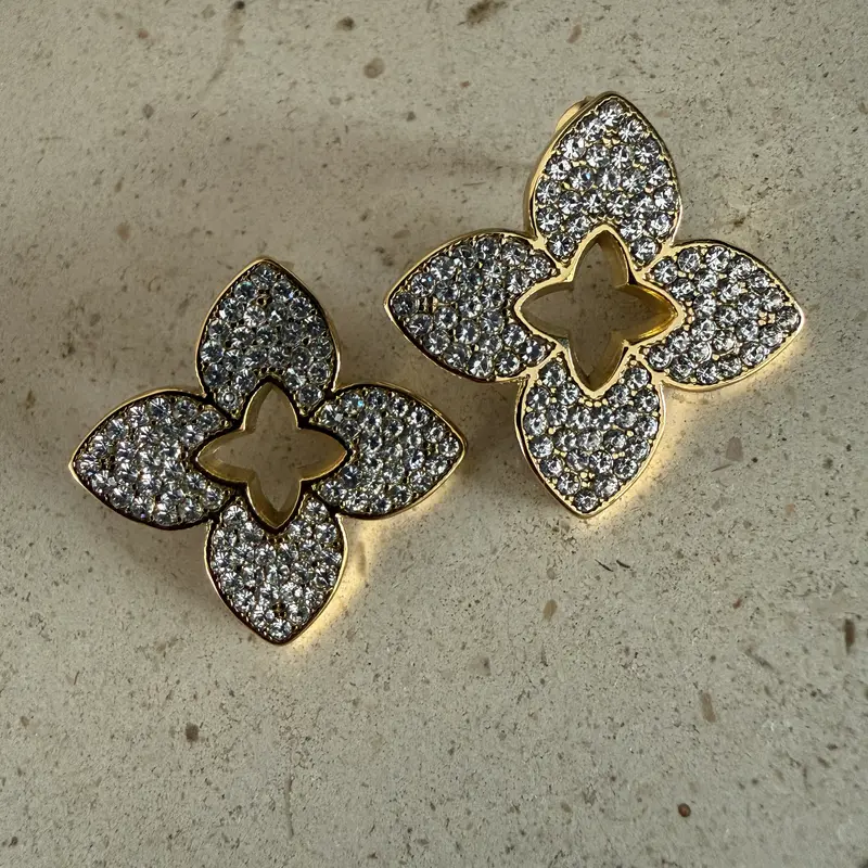 Oorbellen Flower Steentjes Goud