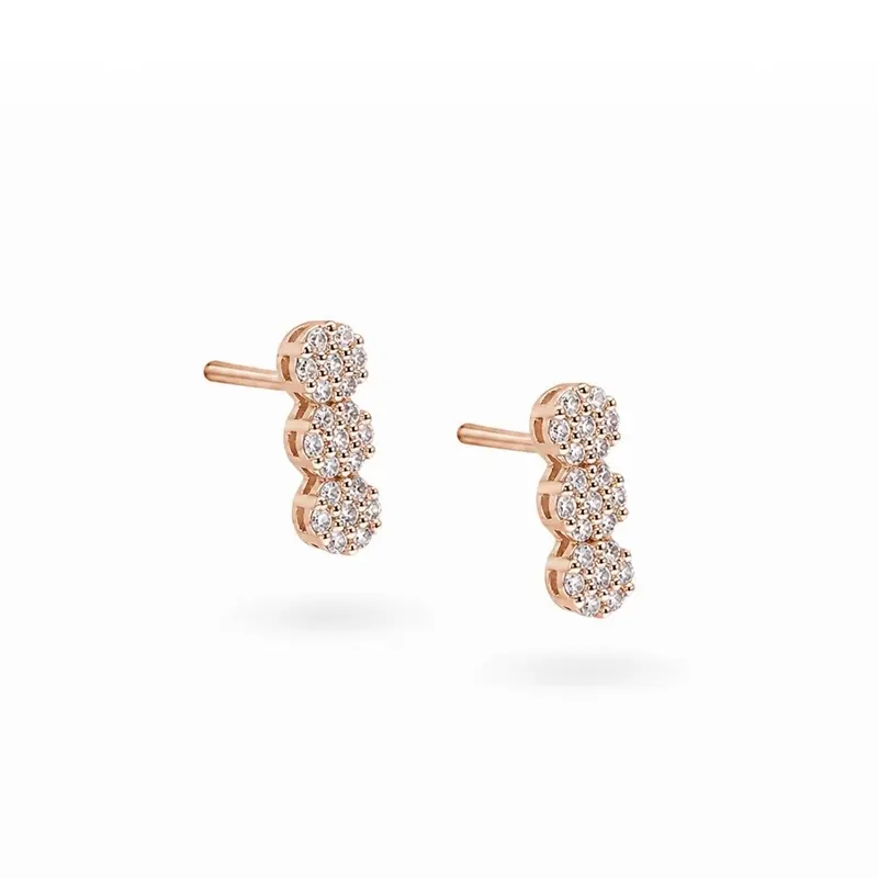 Oorknopjes Rose met Steentjes | Verguld Sterling Zilver