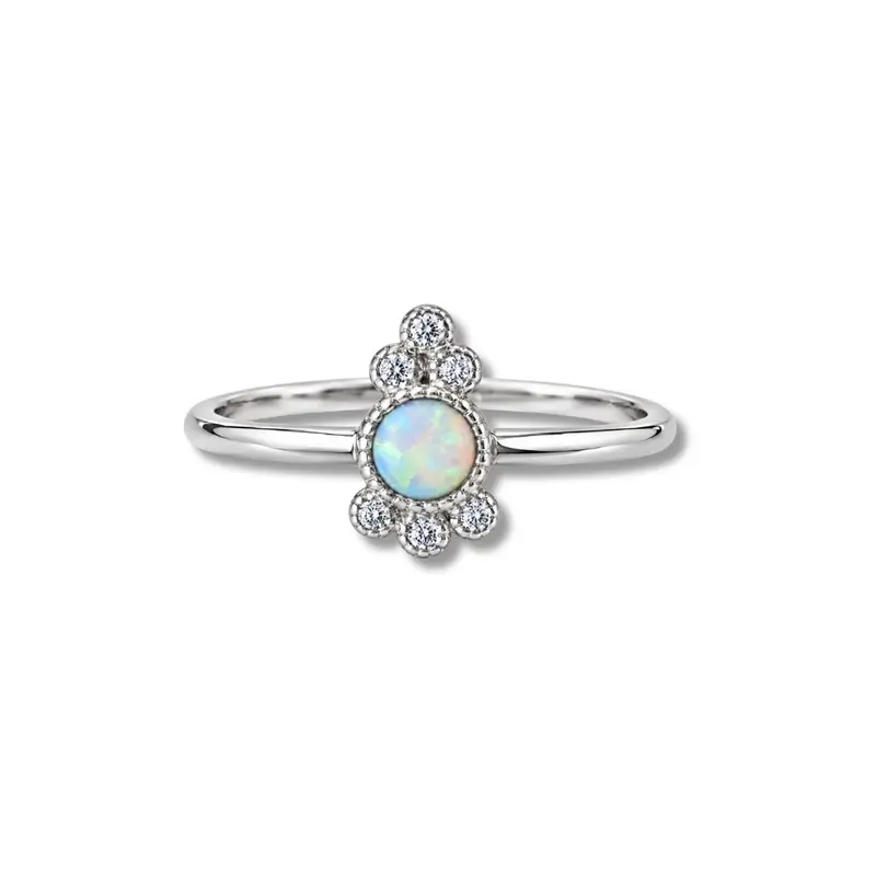 Opaal Ring Zilver Catalina | Welo Opaal | Zirkonia
