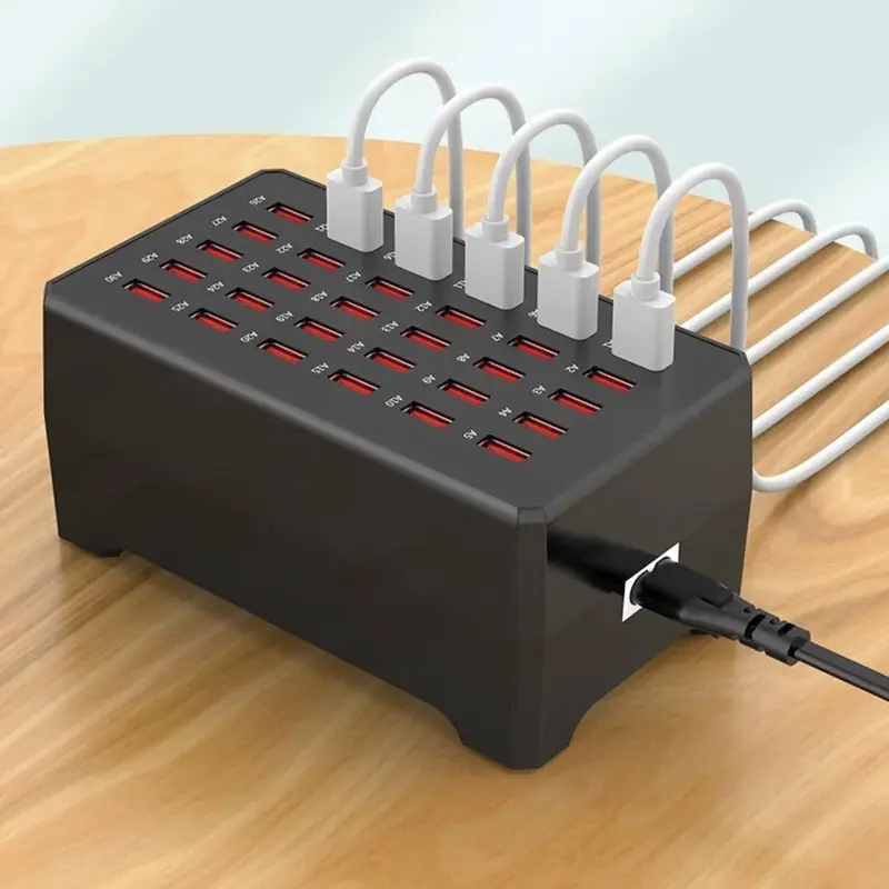 Oplaadstation met 30 usb-poorten – 150 W, koeling en antislipvoet