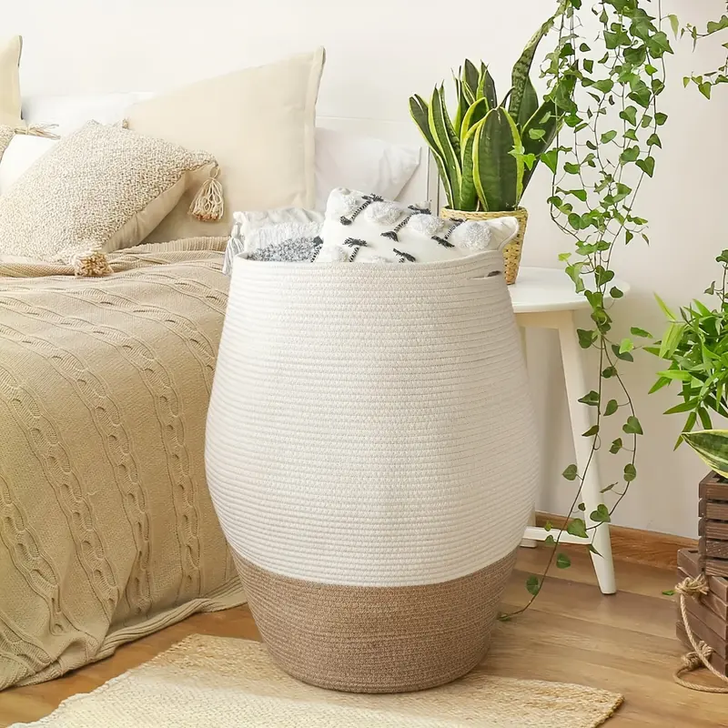 Organa - XL Boho Wäschekorb handgewebt aus Baumwollseil