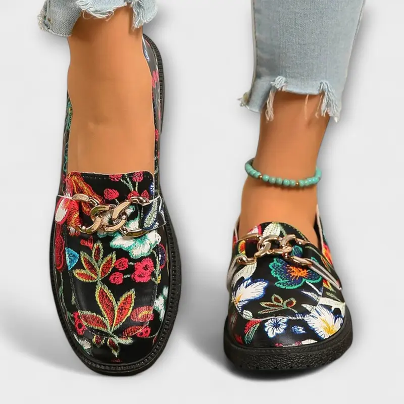Orla – Multikleurige Loafers met Bloemenpatroon