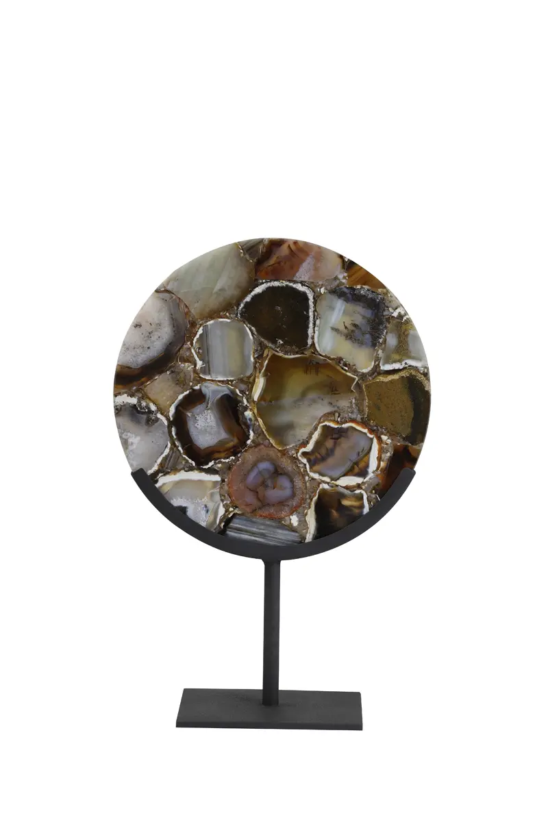 Ornament op voet 25x11x35 cm GOUYA agaat+mat zwart
