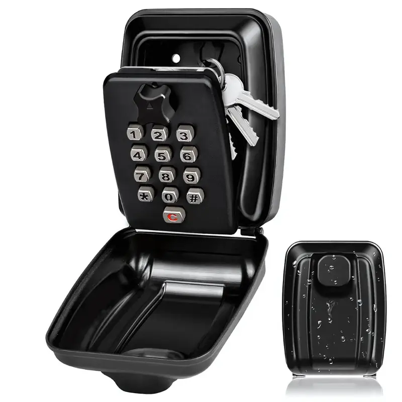 Outdoor Key Box – Weather-resistant metal, compact design for wall mounting in the garden or outdoor area