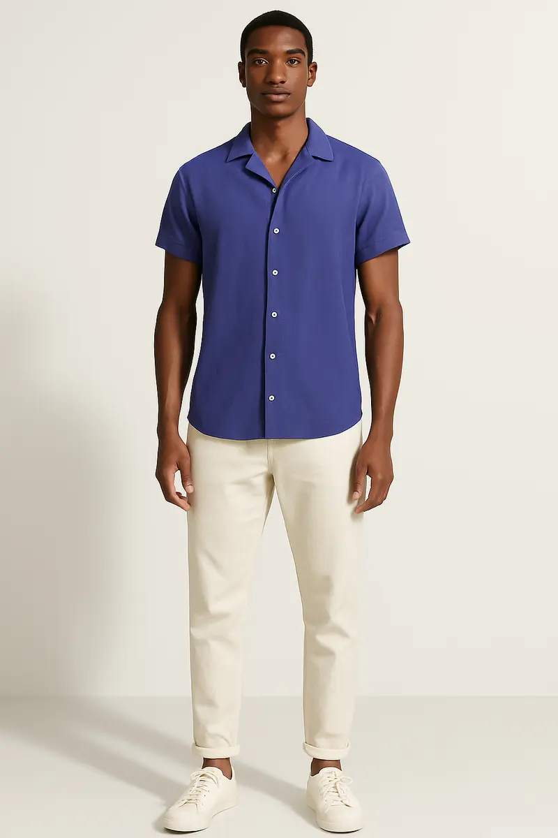 Overhemd met Korte Mouwen & Lange Broek - Tweedelige Set