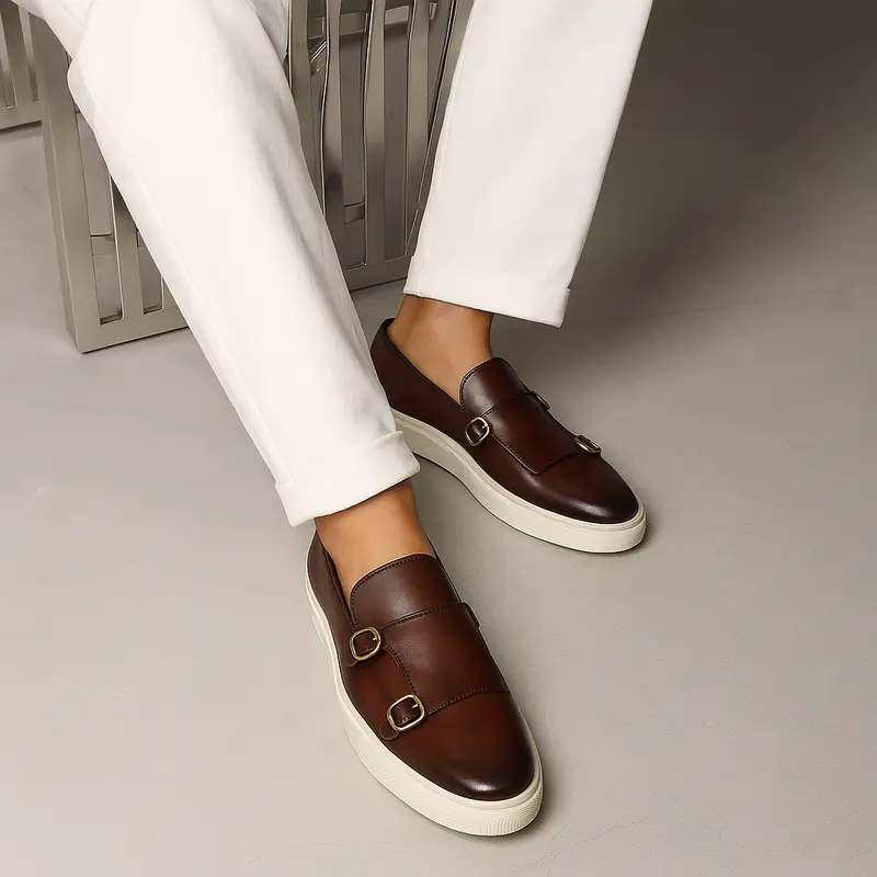 Patrick | Herren Frühling Double Monk Slip-On Loafers mit Schnallen