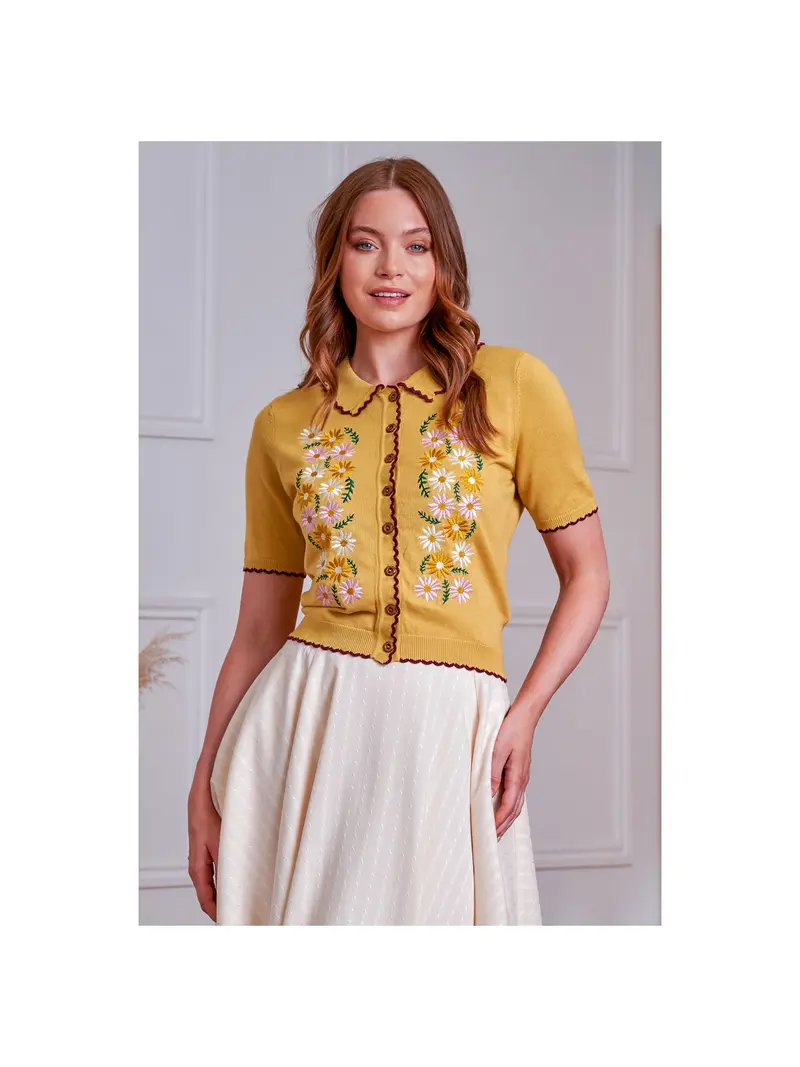 Penny Flower Cardigan-Yellow