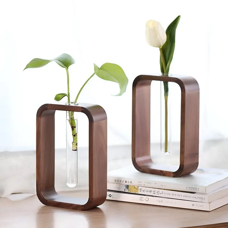 Pflanzenvase - Holz-Glas Pflanzenvase dekorativ