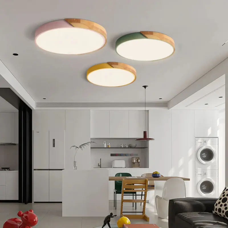 Plafondlamp LED – Scandinavisch Ontwerp met Echt Hout en Acryl