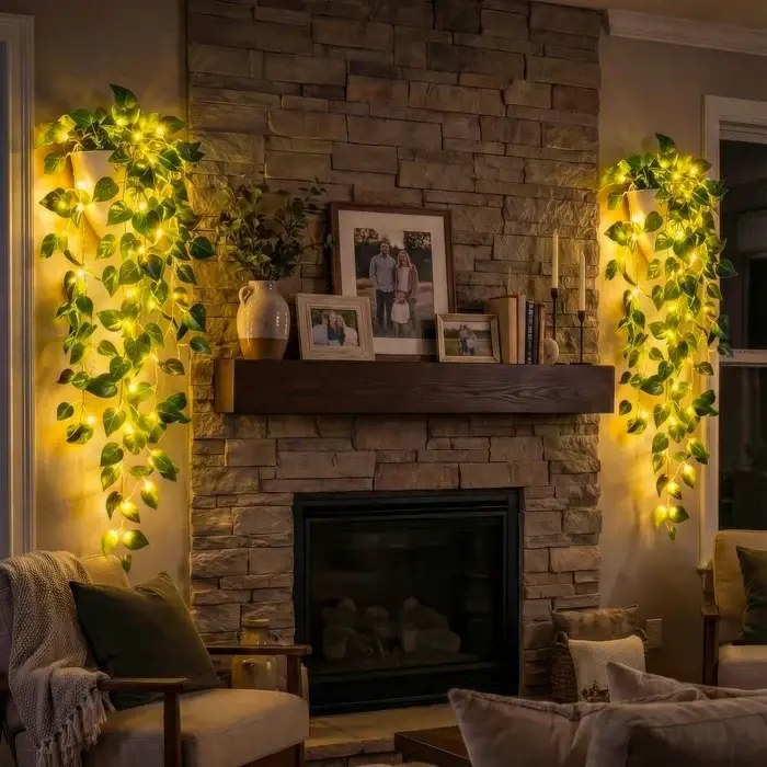 Plantenbak met ledverlichting – hangende kunstklimop met een zachte gloed