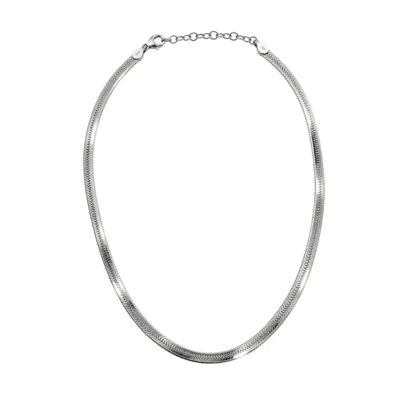 Platte Slangenketting Zilver Dames | Schakelketting 43cm | 4mm