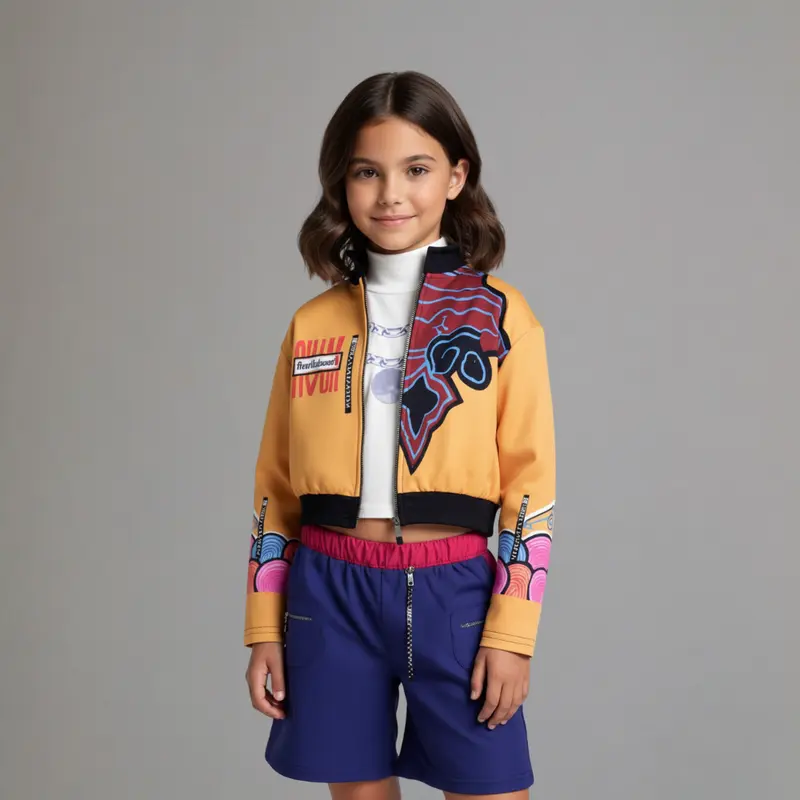 Podiumsetje voor kinderen – ritsjack, topje en short die meegeven