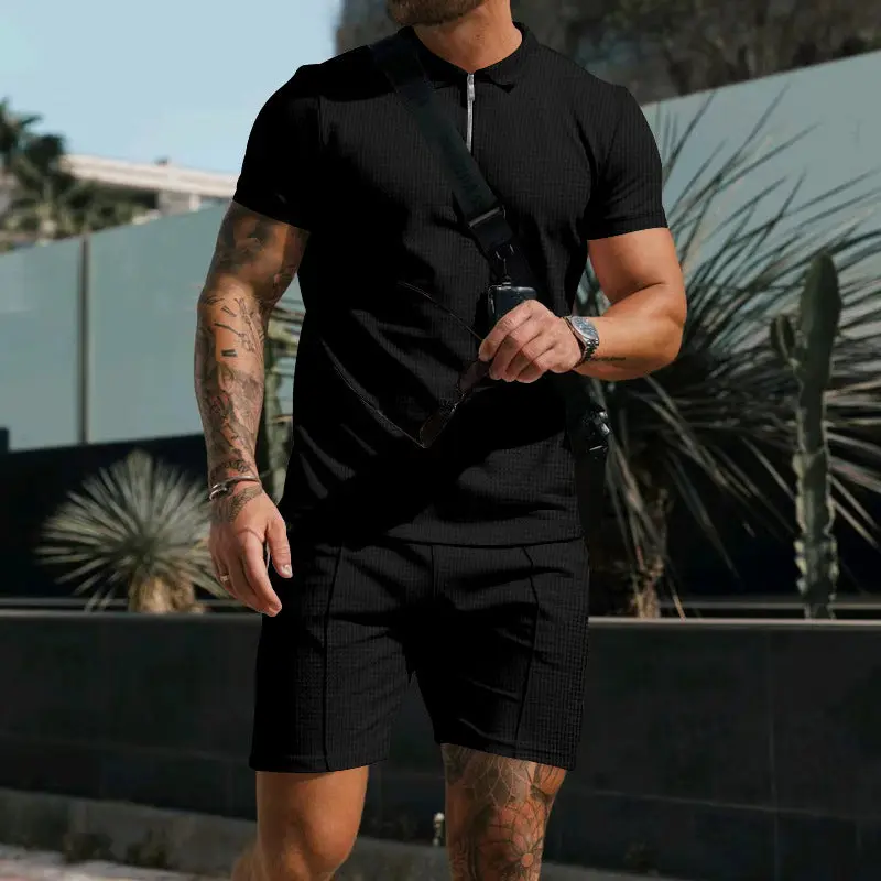 Polo met Ritssluiting en Shorts - Tweedelige Zomerset