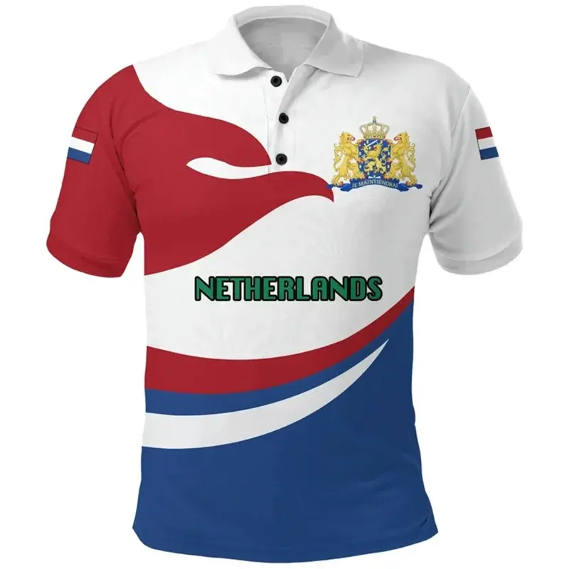 Poloshirt Heren – Nederland Supportersshirt met Vlagdesign
