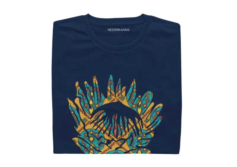 Protea Design With Shweshwe Print - Ladies Shirt