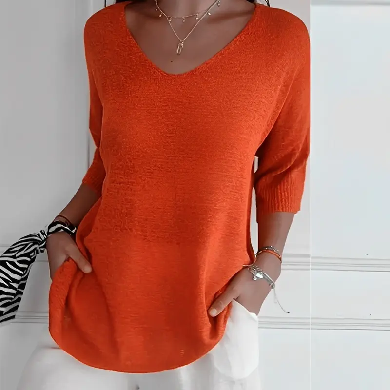 Pullover Damen | Langer Schnitt & V-Ausschnitt