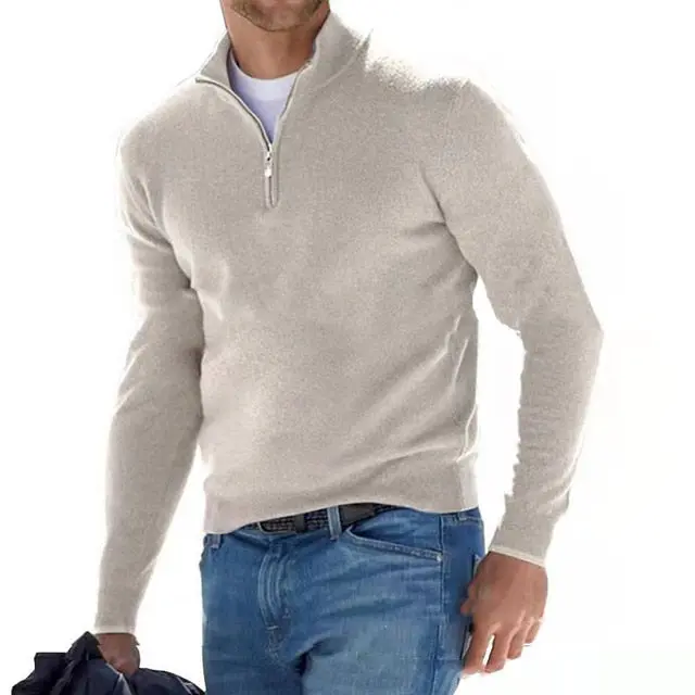 Pullover Heren – V-Hals Met Rits, Warm & Stijlvol