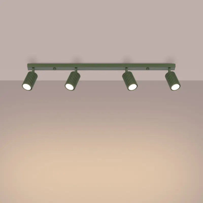 Radial - 4-flammige Deckenleuchte, olivgrün, aus Aluminium