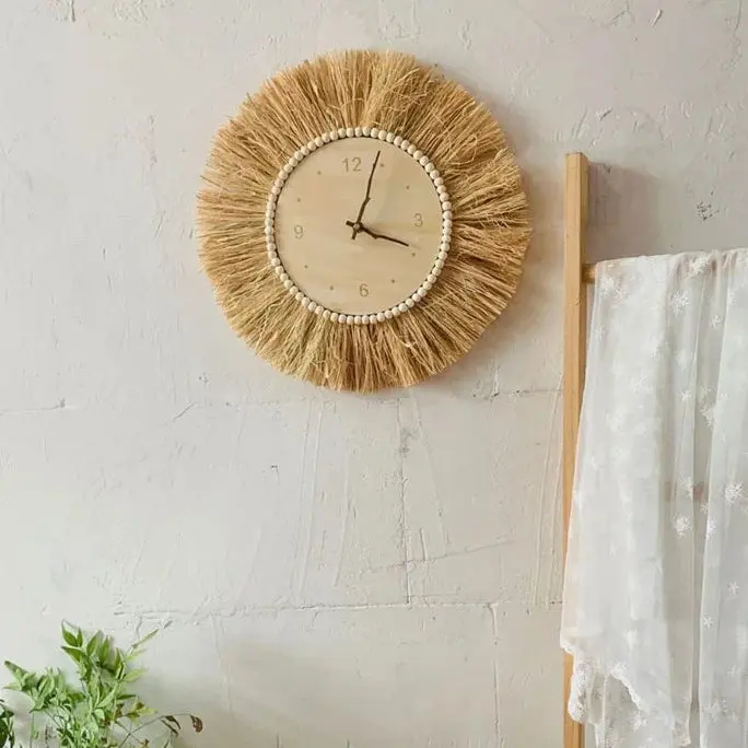 Ravella Boho Wandklok – Handgemaakt Rotan Design & Natuurlijke Uitstraling