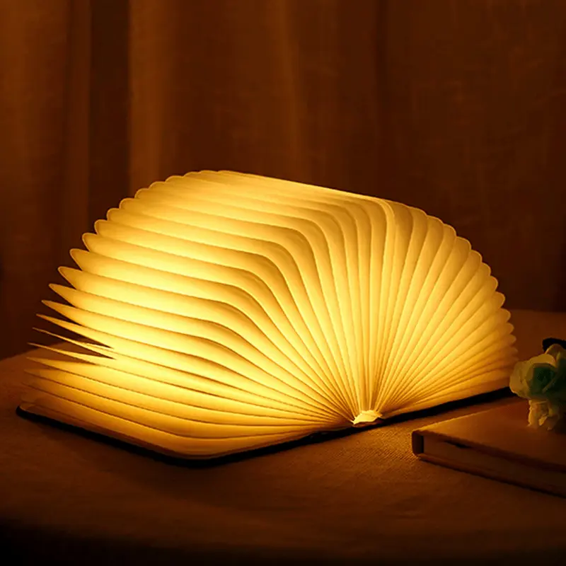 Rechargeable LED Book Lamp in the Shape of an Open Book