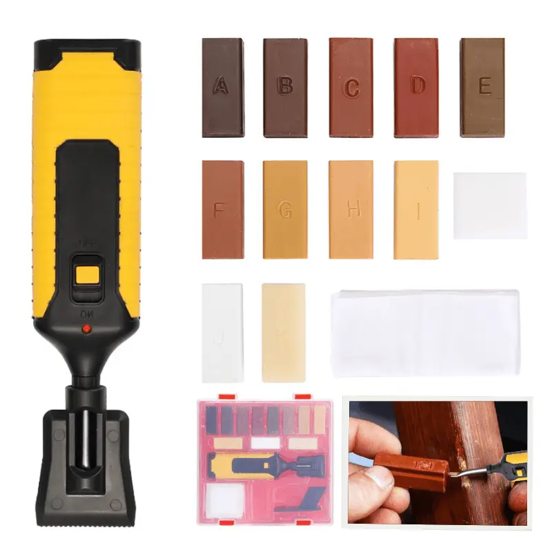 Reparatieset voor hout – acht waskleuren met smeltpen voor krassen