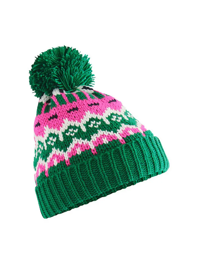 Retro Ski Beanie Pink - Green